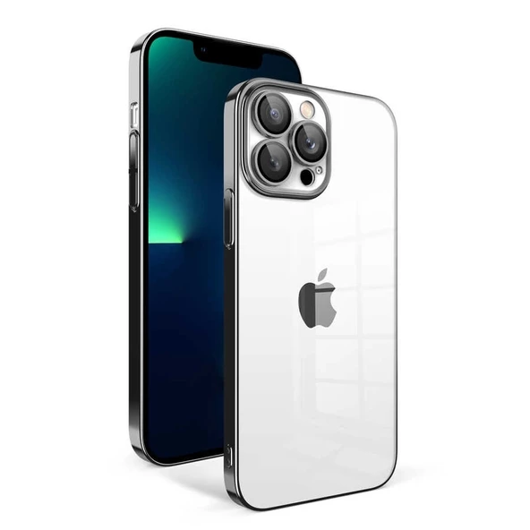 iPhone 13 Pro Max Uyumlu  Uyumlu KılıfKamera Korumalı Renkli Çerçeveli Garaj Kapak ürün görseli 1