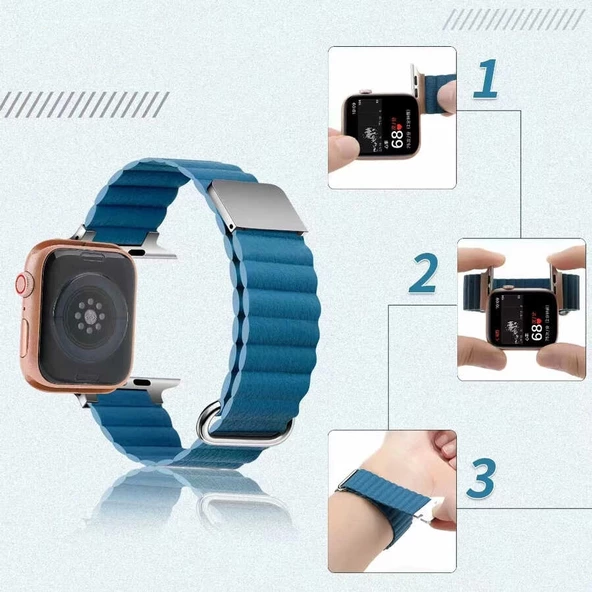 ​​​Watch 7 41mm KRD-78 PU Deri Kordon Strap Kayış - Resim 3