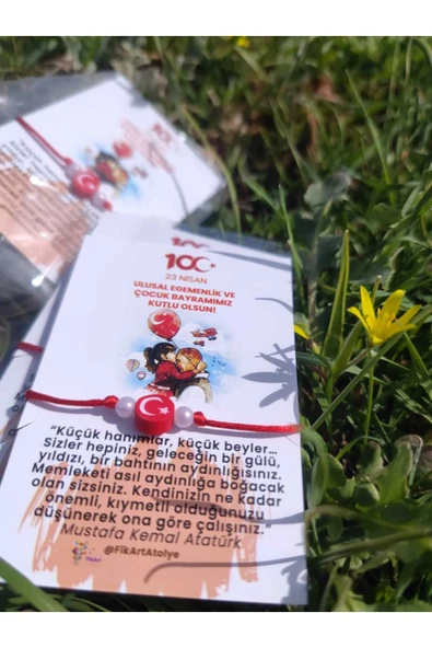 23 Nisan Tebrik Kartlı Bileklik 20 Adet ürün görseli 1