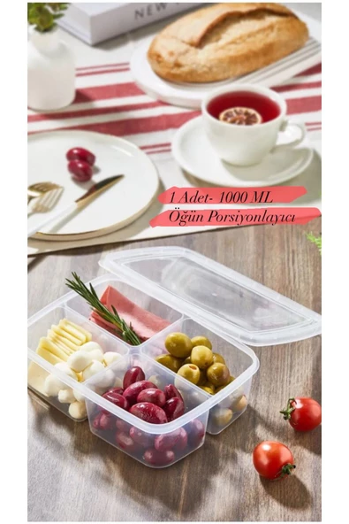 1 Adet 1 Kg 4 Bölmeli  Öğünlük Kahvaltılık Piknik Saklama Kutusu Beslenme Kutusu ürün görseli 1
