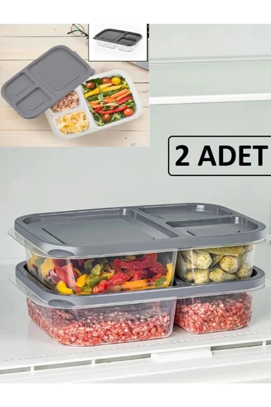 2 Adet Sera Bölmeli Buzluk Saklama Kabı Öğünlük Kıyma Sebze Dondurucu Düzenleyic ürün görseli 1