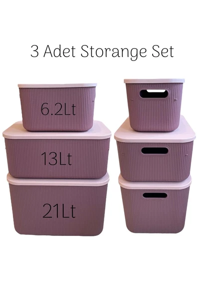 3 Adet MOR 6.2-13-21Lt Storage Çok Amaçlı Dolap Içi Düzenleyici,Saklama Kutusu ürün görseli 1