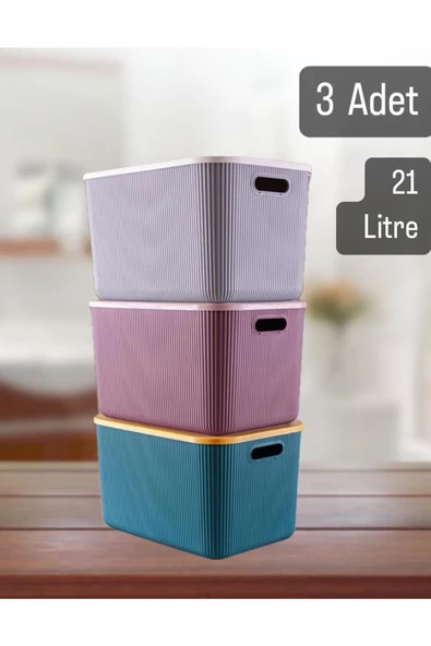 3 Adet Mix 21 Lt Storage Çok Amaçlı Dolap Içi Düzenleyici, Oyuncak Ve Çamaşır Sepeti, Saklama Kutusu ürün görseli 1