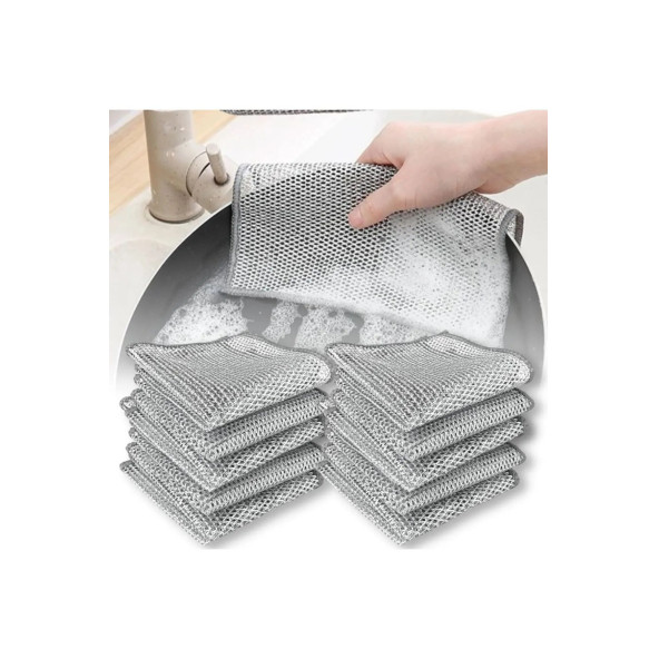 Yenigeldi 6 Adet Çift Katlı Çok Amaçlı Tel Bez Mikrofiber Inox Bez Telli Bulaşık Bezi ürün görseli 1