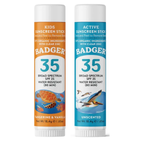 Badger Çocuk (turuncu) ve Kokusuz (mavi) Güneş Kremi Stick Set 18.4 gr / 18.4 gr ürün görseli 1