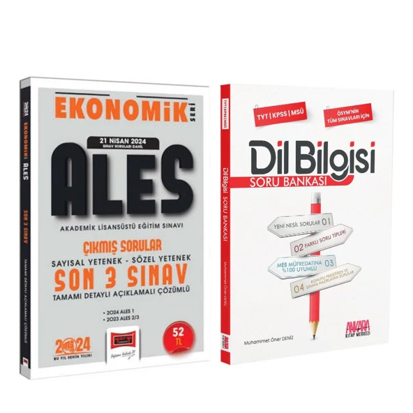 Yargı 2024 ALES Ekonomik Seri Çıkmış Sorular Son 3 Yıl ve AKM Dil Bilgisi Soru Bankası Seti 2 Kitap ürün görseli 1