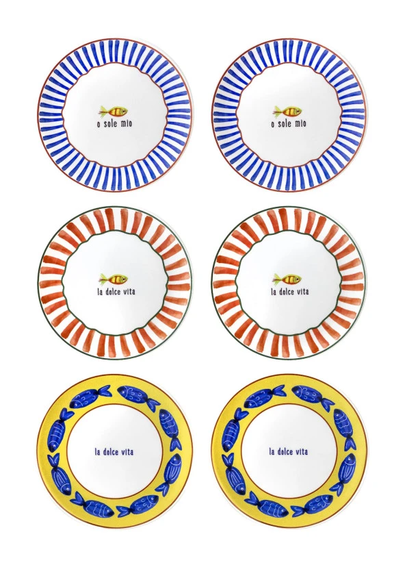 The Mia Fish Pasta Tabağı 6lı Set 19 cm ürün görseli 1