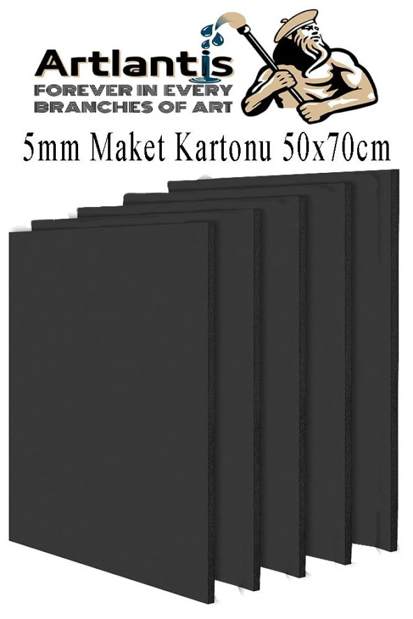 Maket Kartonu Siyah Fotoblok 5 mm 50x70 cm 5 Adet Hobi Sanat Okul Köpüklü Straforlu Maket Kartonu ürün görseli 1