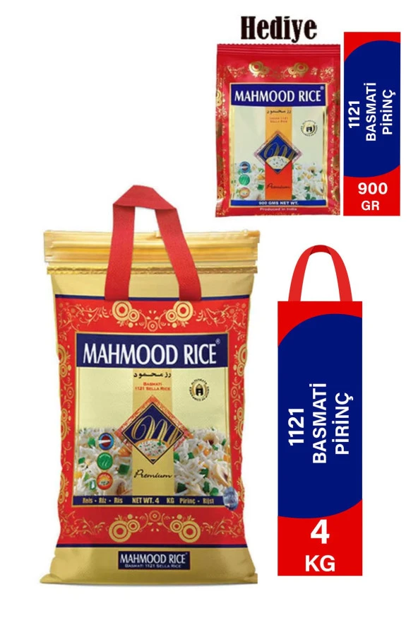 MAHMOOD RICE 1121 Basmati Pirinç 4 Kg 1121 Basmati Pirinç 900 Gr Hediye ürün görseli 1