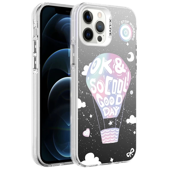 iPhone 12 Pro Max  Uyumlu KılıfDesenli Silver Sert Kapak ürün görseli 1