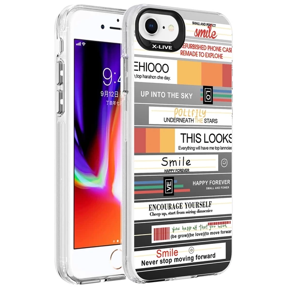 iPhone 8  Uyumlu KılıfDesenli Silver Sert Kapak ürün görseli 1
