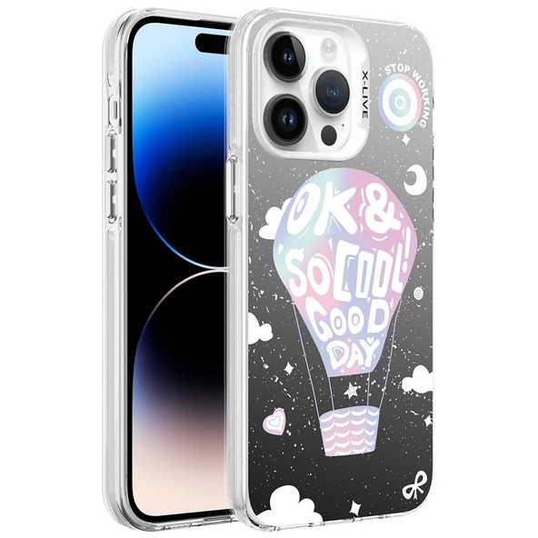 iPhone 14 Pro Max  Uyumlu KılıfDesenli Silver Sert Kapak ürün görseli 1