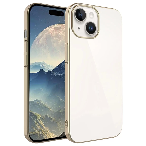 iPhone 15 Plus  Uyumlu KılıfSert PC Renkli Çerçeveli Riksos Kapak ürün görseli 1
