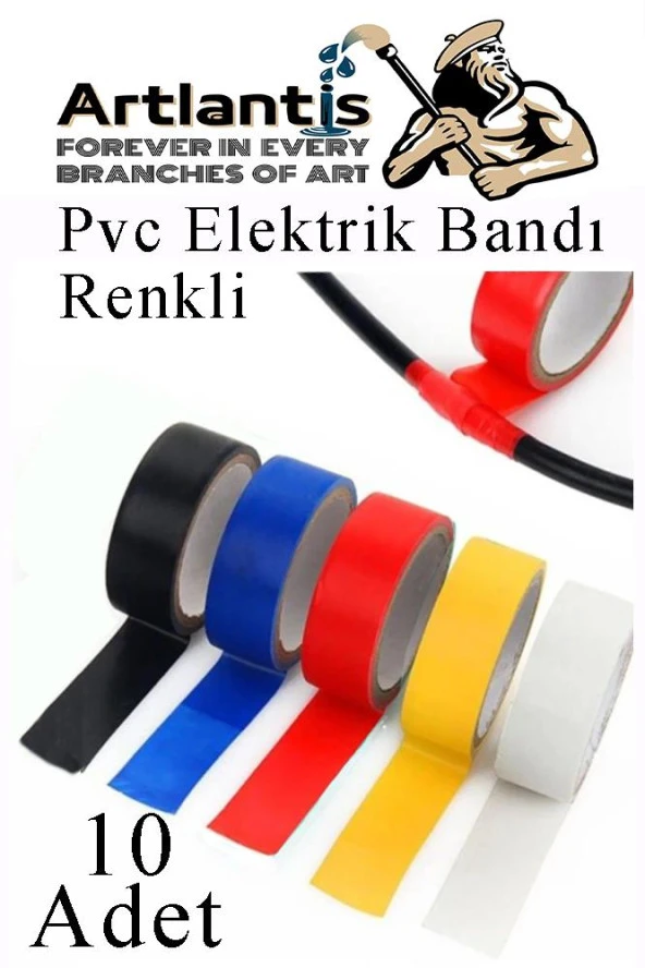 Renkli Elektrik Bandı 10 Adet Pvc İzolo Bant Elektrikçi Bandı Su Geçirmez Isıya Dayanıklı Yalıtım Bandı ürün görseli 1