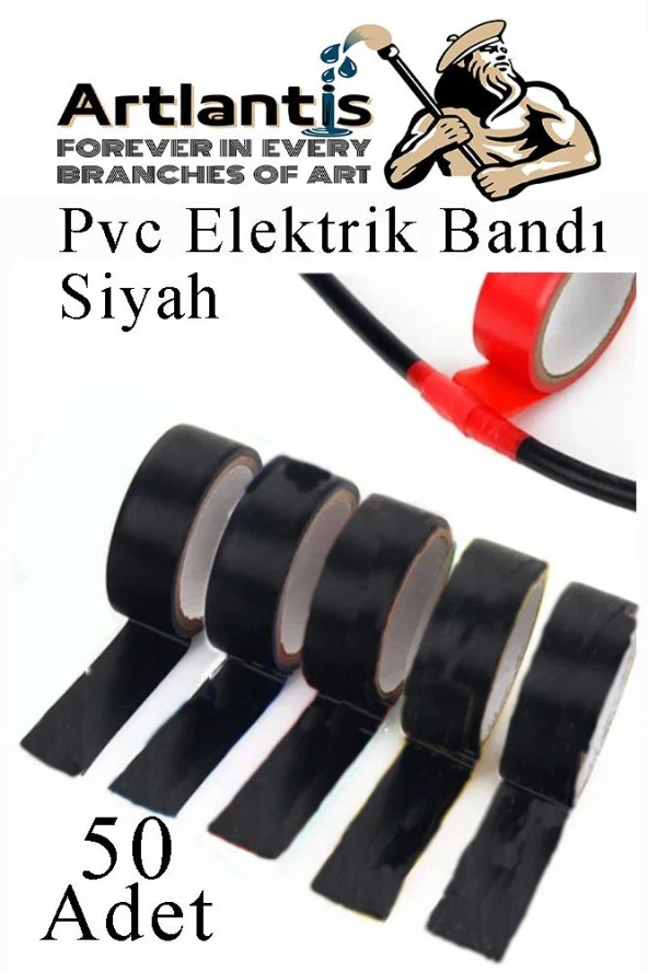 Siyah Elektrik Bandı 50 Adet Pvc İzolo Bant Elektrikçi Bandı Su Geçirmez Isıya Dayanıklı Yalıtım Bandı ürün görseli 1