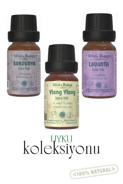 Minia Bahçe Aromaterapi Uyku Koleksiyonu: Sardunya, Ylang Ylang ve Lavanta Uçucu Yağları (%100 Saf, 10ml x 3) ürün görseli 1