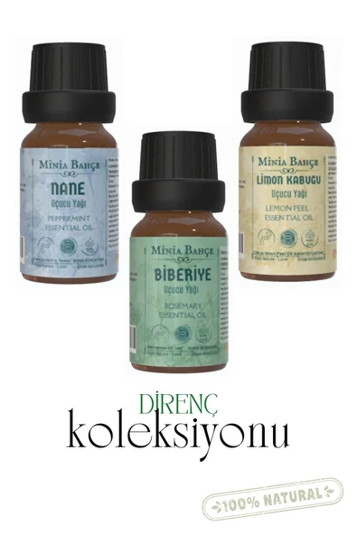 Nane Yağı, Limon Kabuğu Yağı, Biberiye Yağı Seti (%100 Saf, 10ml x 3) ürün görseli 1