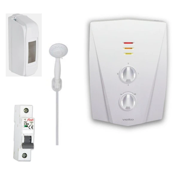Veito V1200 Banyo Tipi Elektrikli Şofben sıgorta ve kutusu dahıl paket ürün görseli 1