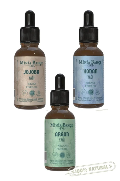 Argan Yağı, Hodan Yağı, Jojoba Yağı (3'lü Set) 30 ml x 3 Adet | %100 Saf ve Doğal ürün görseli 1