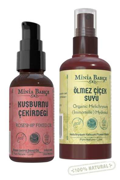 50ml Soğuk Sıkım Kuşburnu Çekirdeği Yağı, Ölmez Çiçek Suyu 150ml %100 Saf ürün görseli 1