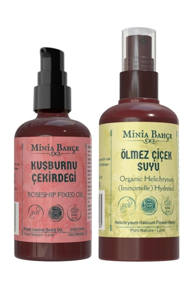 100ml Kuşburnu Çekirdeği Yağı ve 150ml Ölmez Çiçek Suyu: Doğal ve Etkili Cilt Bakımının Vazgeçilmez İkilisi ürün görseli 1