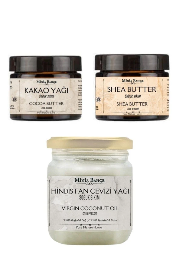 Soğuk Sıkım Shea Butter, Kakao Yağı Ve Hindistan Cevizi Yağı %100 Doğal & Saf ürün görseli 1