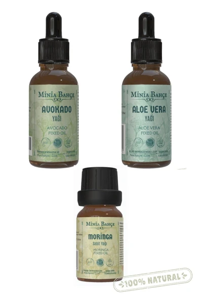 Avokado Yağı 30ml, Aloe Vera Yağı 30ml, Moringa Yağı 10ml | %100 Saf Soğuk Sıkım Yağ Seti ürün görseli 1