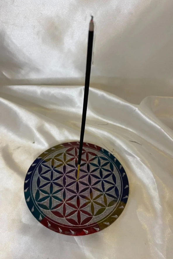 Yaşam Çiçeği Hayat Çiçeği Yaşam Ağacı Hand Made El İşi Feng Shui Ejderha Yılı Doğal Obsidyen Taşı Çubuk Konik Tütsülük ürün görseli 1