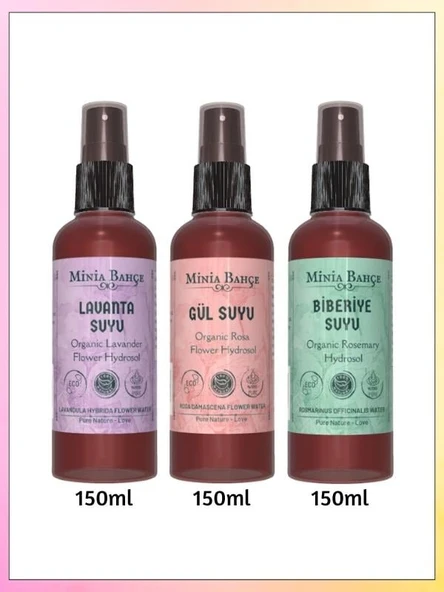 Lavanta, Biberiye Ve Gül Suyu(1.maya), %100 Doğal, Yağlı, 150mlx3 ürün görseli 1