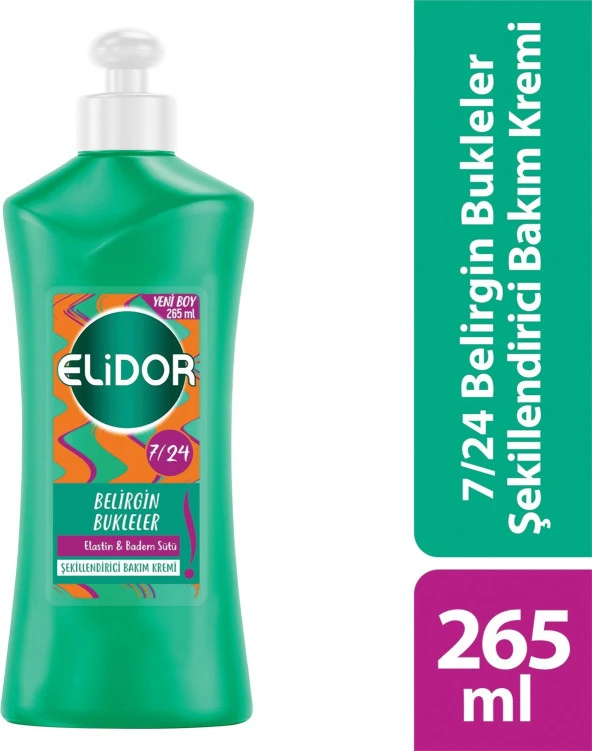 Elidor 7/24 Şekillendirici Saç Bakım Kremi Belirgin Bukleler Elastin & Badem Sütü 265 ml ürün görseli 1