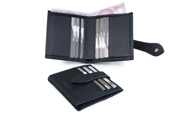 SANLINE 800 Hakiki Deri Kartlık Görünümlü Unisex Cüzdan - Siyah ürün görseli 1