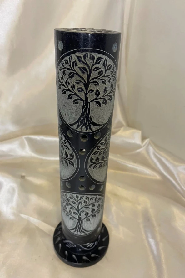 Yaşam Hayat Ağacı Hand Made El İşi Feng Shui Ejderha Yılı Doğal Obsidyen Taşı Çubuk Konik Tütsülük kule ürün görseli 1