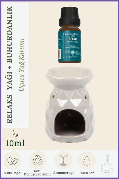 Relaks (Relax) Uçucu Yağ Karışımı Özel Seri (10 ml) ve Buhurdanlık: Huzur ve Rahatlama İçin Doğal Çözüm ürün görseli 1