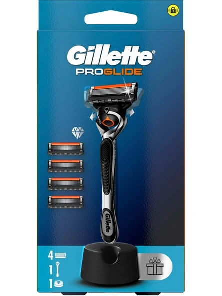 Gillette Proglide Tıraş Makinesi Ve Yedek Bıçağı 4'Lü + Tıraş Bıçağı Standı 8700216357227 ürün görseli 1