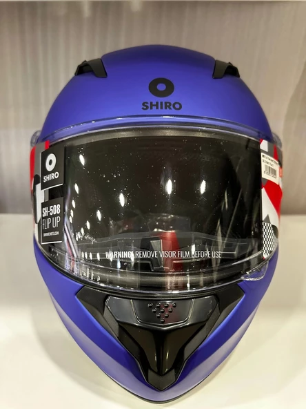 KASK SHIRO SH-508 MAT MAVİ ÇENE AÇILIR - Resim 3