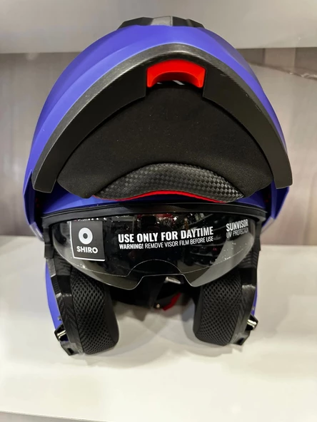 KASK SHIRO SH-508 MAT MAVİ ÇENE AÇILIR - Resim 2
