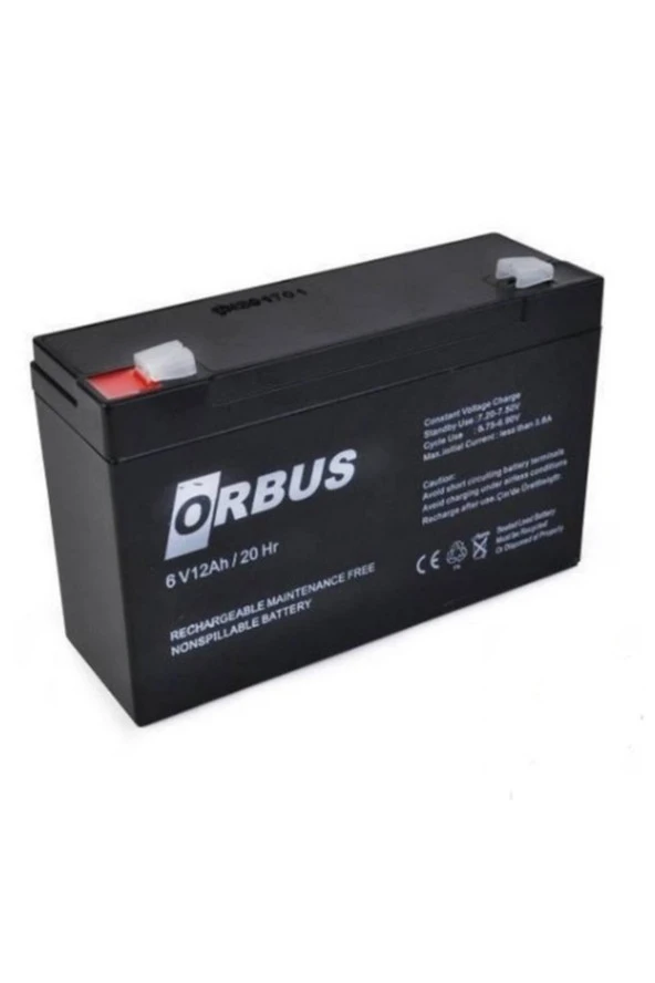 Orbus 6 Volt 12 Amper Jeep Motor Oyuncak Araç Araba Aküsü 6V 12Ah Kuru Akü ürün görseli 1