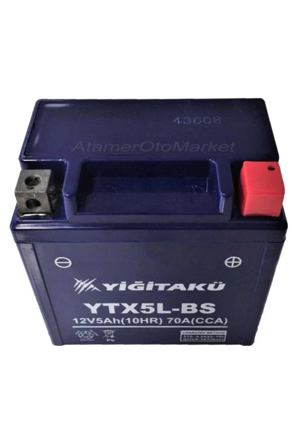 Yiğit Akü 12 Volt 5 -Ytx5L-2023/5 Üretim Ah-Amper Motosiklet Aküsü ürün görseli 1