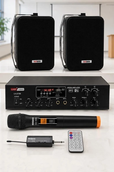 Lastvoice Black Large Plus Paket-1 Hoparlör ve Anfi Anons Ses Sistemi Seti ürün görseli 1