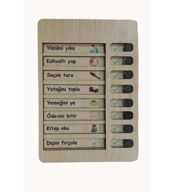 Ahşap Çocuk Günlük Rutin Checklist Kontrol Listesi ürün görseli 1