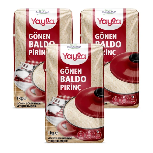 Yayla Gönen Baldo Pirinç 1 kg 3 lü ürün görseli 1