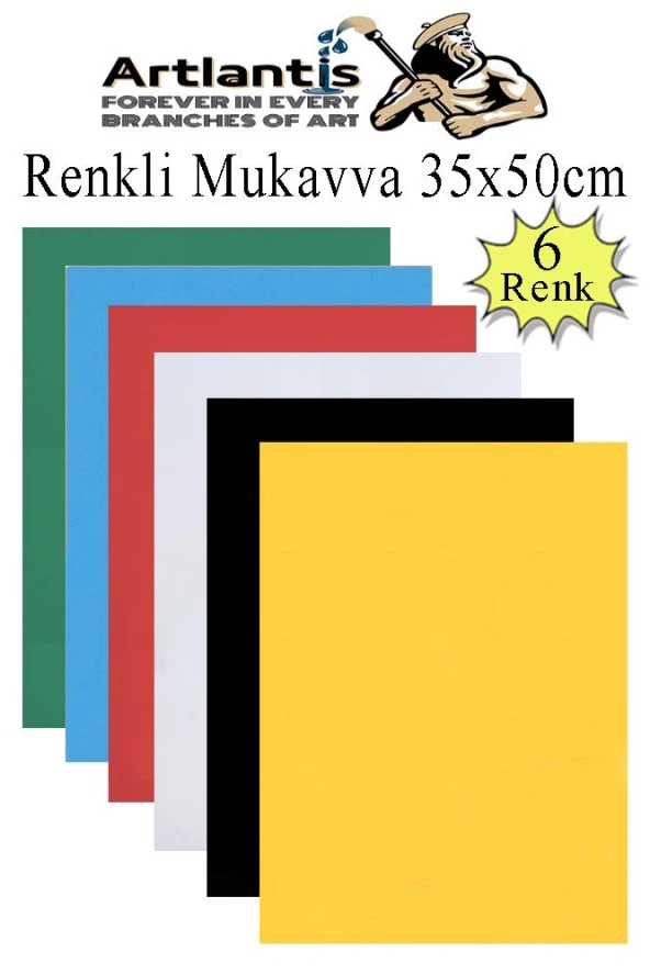 Renkli Mukavva 6 Renk 35x50 cm 1 Paket Sert Renkli Karton 1.0 mm Okul Okul Öncesi Anasınıfı Hobi Etkinlik ürün görseli 1