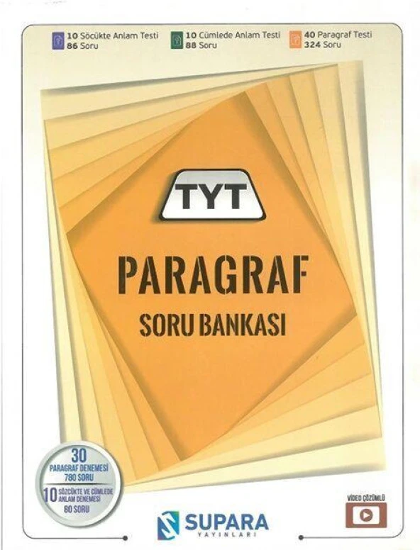 Supara YKS TYT Paragraf Soru Bankası Video Çözümlü Supara Yayınları ürün görseli 1