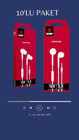 Gnp 3.5 Jack Kapsül ve Kulak içi kablolu kulaklık 10'lu paket ürün görseli 1