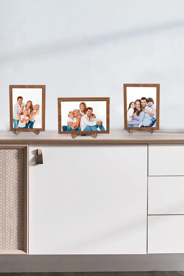 KEMSON 3 Adet Ahşap Ayaklı Resim Çerçevesi 13x18 Resme Uygun (CAMSIZ) ürün görseli 1