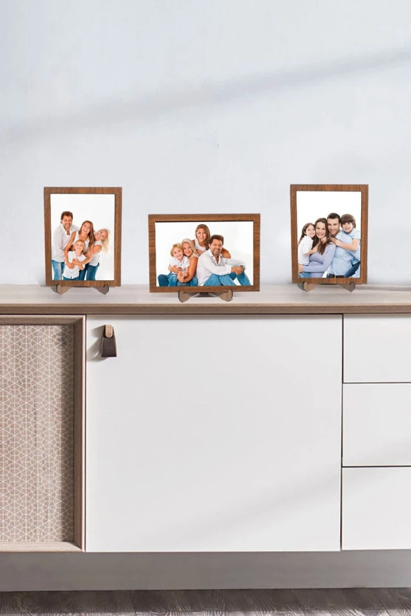 Odun Marketi 3 Adet Ahşap Ayaklı Resim Çerçevesi 13x18 Resme Uygun (CAMSIZ) ürün görseli 1