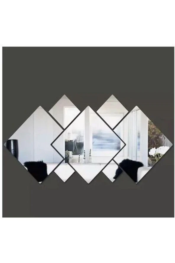 GİZEM SHOP Dekoratif Kare Karışık Pleksi Ayna Gümüş ürün görseli 1