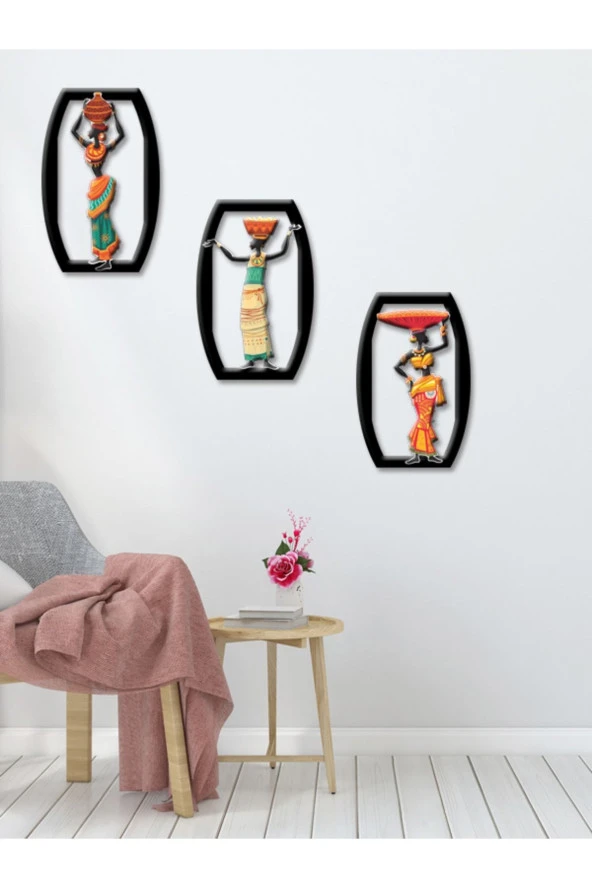 GİZEM SHOP Etnik Kıyafetli Afrikalı Kadınlar Uv Baskı Duvar Dekorasyonu Modern ürün görseli 1