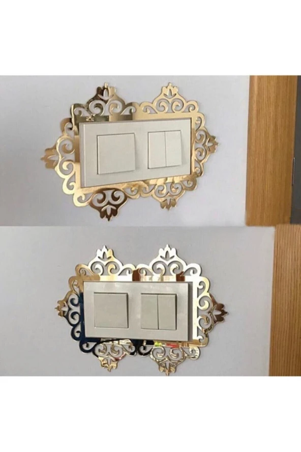 HYL Dekoratif Pleksi Priz Anahtar Çerçevesi Ikili Gold ürün görseli 1