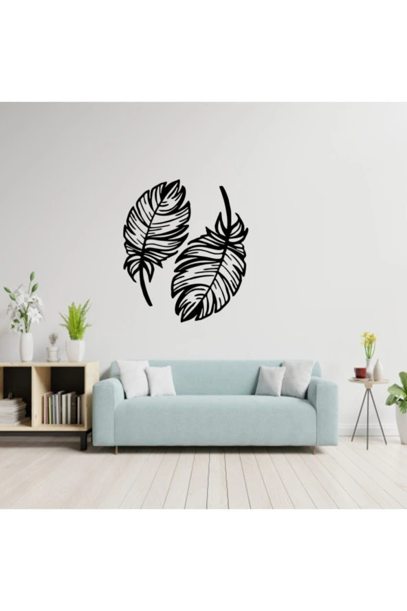 GİZEM SHOP Dekoratif Kuş Tüyü Ikili Set Lazer Kesim Siyah ürün görseli 1